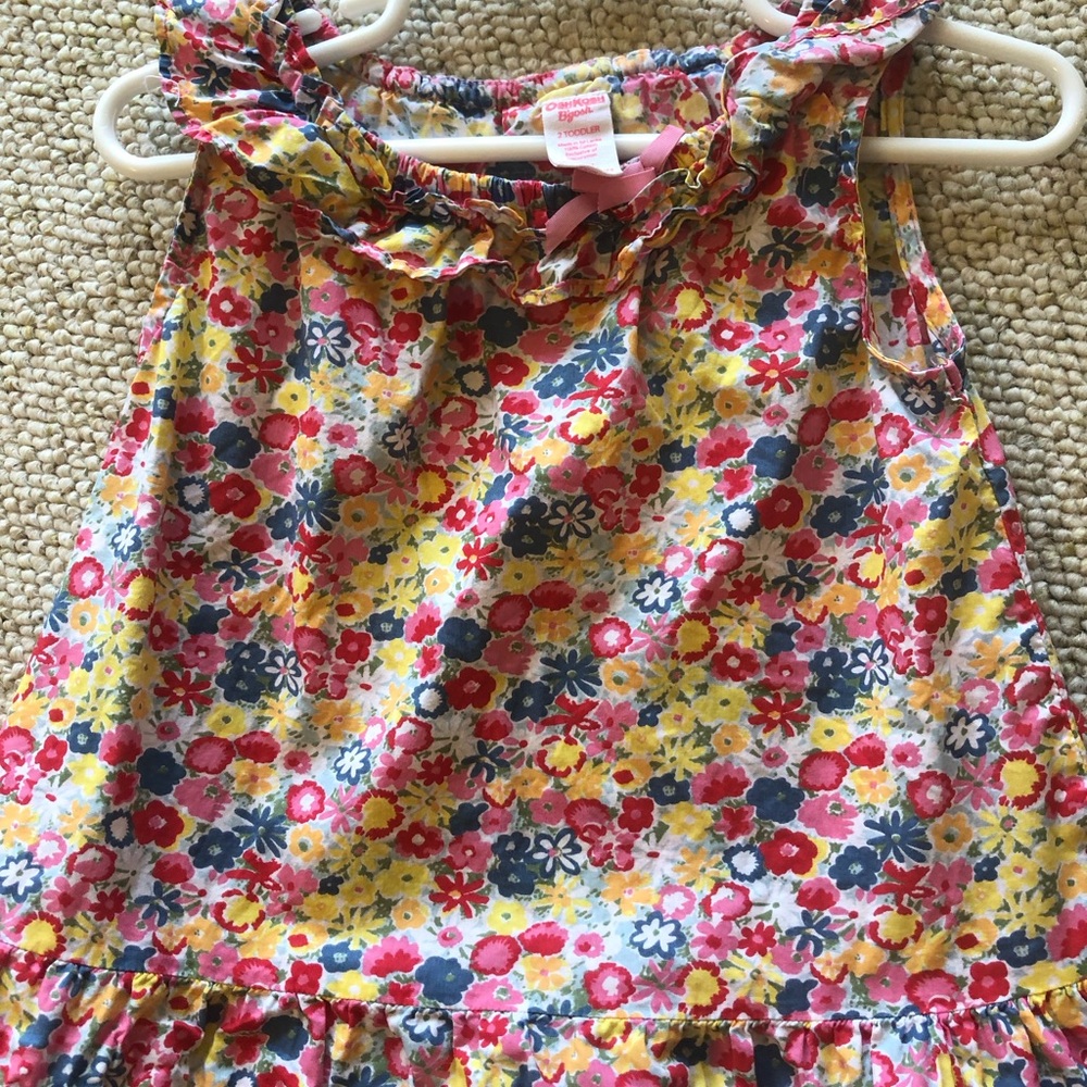 Vintage 2t Floral Ruffle Sundress - Pink Yellow Navy